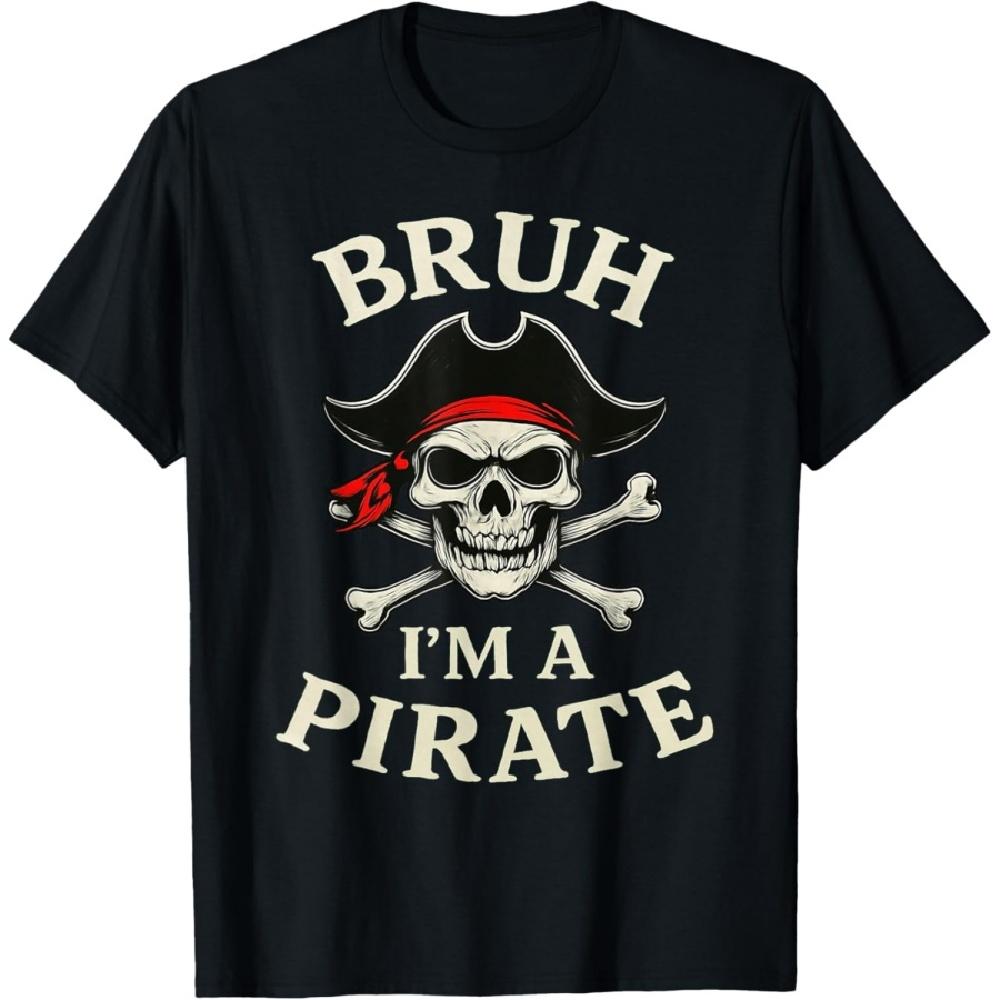 

Bruh Pirate Lazy Skull Bandana Costume Pretend I m a Pirate T-Shirt XXXXXL чёрный