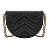 Gucci Marmont Gold Vintage Double G With Key Ring Quilted Leather Saddle Bag Chain Bag Single Shoulder Messenger Bag Mini Women'S Black