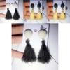 Sweet Korean Elegant Button Tassel Pendant Personality Long Earrings Temperament