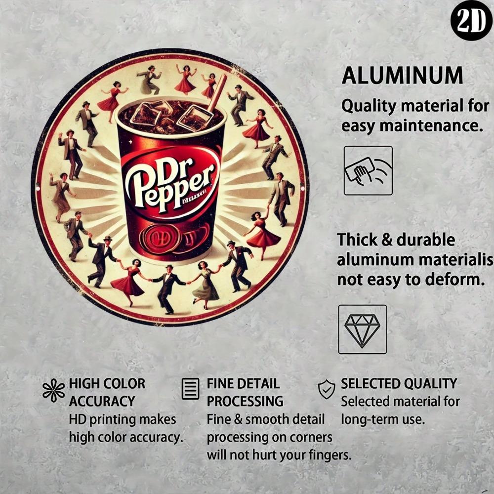 Vintage Dr Pepper Retro Metallplåtskylt 8x8 Tum Rund Väggkonst Dekor för Hem Bar Café
