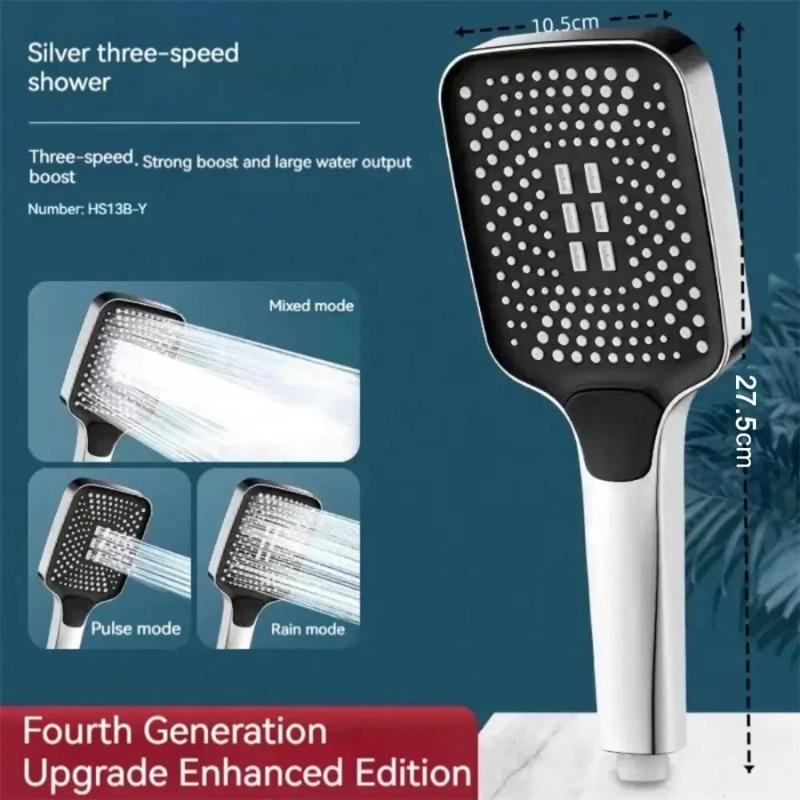 Adjustable Shower Head 4 Mode Rainfall Shower Large Flow Showerhead High Pressure Water Saving Shower Mixer Bathroom Accessories