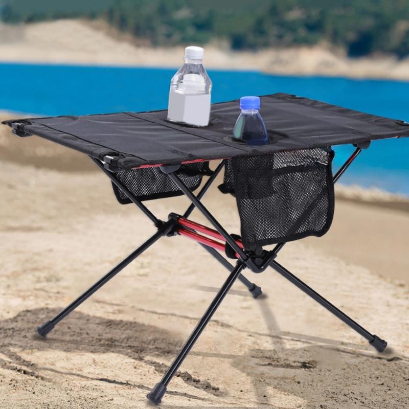 Portable Aluminium Alloy Camping Table Lightweight Outdoor Folding Garden Table with Cups Holder For Picnics Hiking BBQ