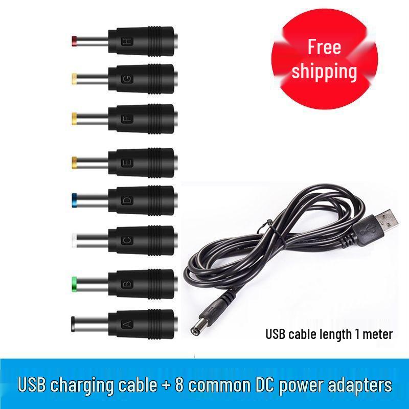 8-Piece DC Converter Set for Laptops - 5.5x2.1mm Plug Adapter