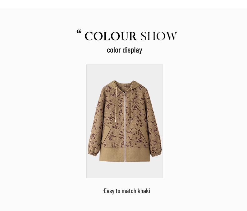 Plus Size Loose Print Hooded Sweatshirt for Mature Middle-Aged Women 2025 Spring/Summer Collection