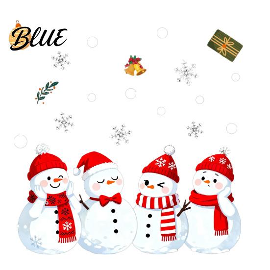 Snowman Window Cling 1/2 Sheets Christmas Cling Cartoon Decorative Glass Clings Sticker Waterproof Static Decal for Winter Holiday Party Decorations
