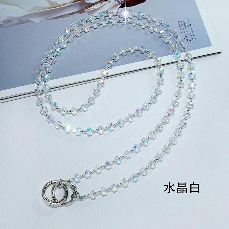 120cm Crystal Beads Crossbody Lanyard Long Cord Necklace Chain Glitter Strap Anti-lost Universal Hanging CellPhone Cover Case