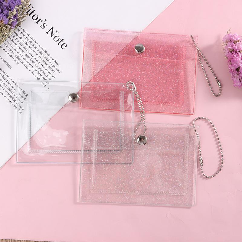 1Pc Women'S Credit Card Holder Wallet Transparent Waterproof Pvc Id Card Wallet