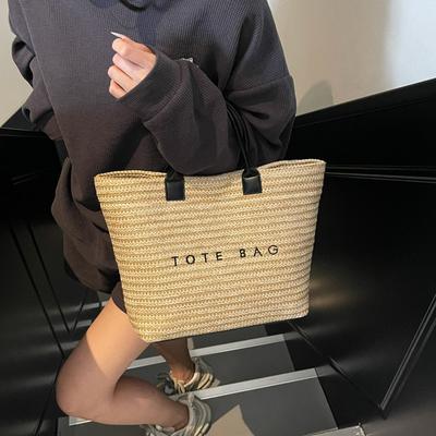 Handtragende Pendler-Webtasche mit großem Fassungsvermögen Damen 2025 Frühling neue Mode lässige Strohtasche Umhängetasche