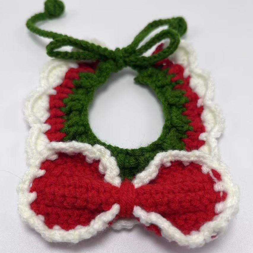 Hand-Knitted Christmas Snood Bib for Cats & Dogs