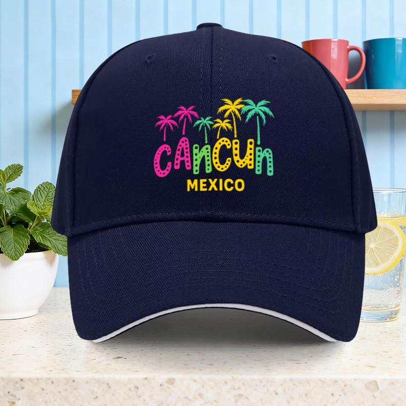 Cancun Mexico Palm Trees Baseball Cap Cotton Casual Outdoor Travel Adjustable Cap for Unisex