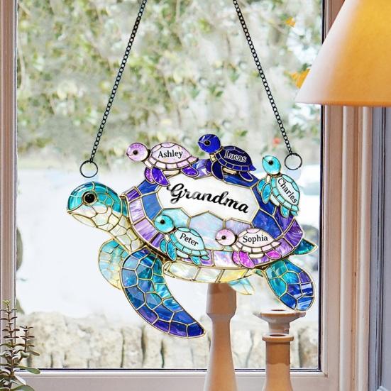 Yousheng Acrylic Sea Turtle Suncatcher Decoration Indoor Outdoor Garden Yard Window Wall Hanging Stained Glass Ornament Mother's Day Gift