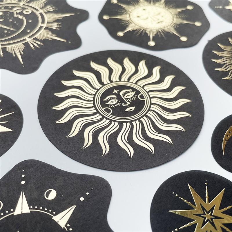 40 Sheets Per Pack Retro Constellation Tarot Card Gold Stickers Label Decoration DIY Diary Student Stationery Material Decorative Stickers