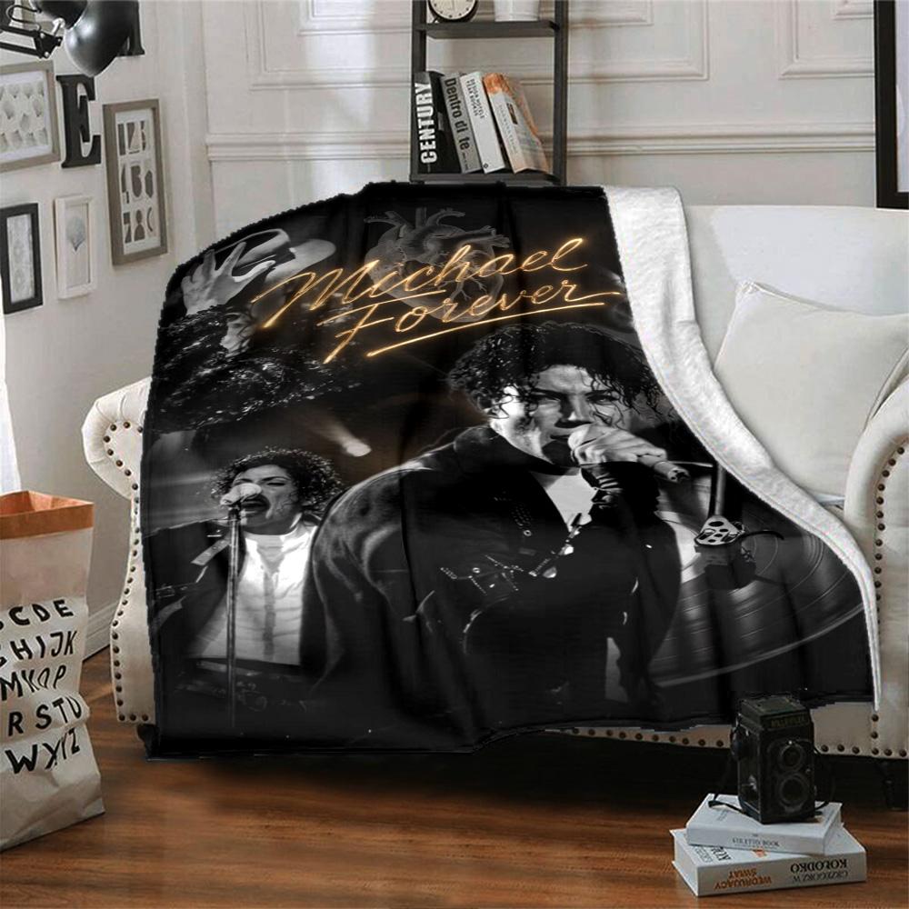 Michael Jackson Sempre Stella della Musica Collage Stampa Coperta di Flanella Morbida Calda Coperta da Divano Decorazione per Letto