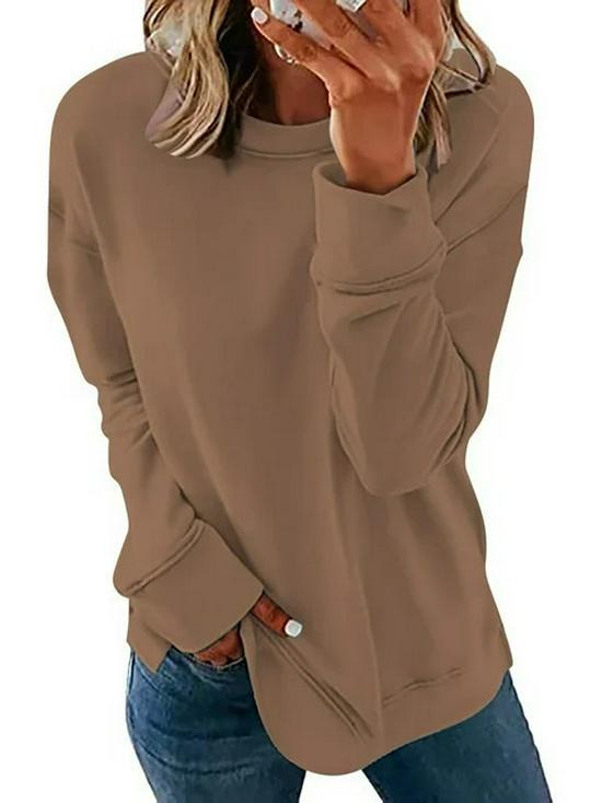 European & American Women's Round Neck Solid Color Long Sleeve Autumn Hoodie Pullover (2024)