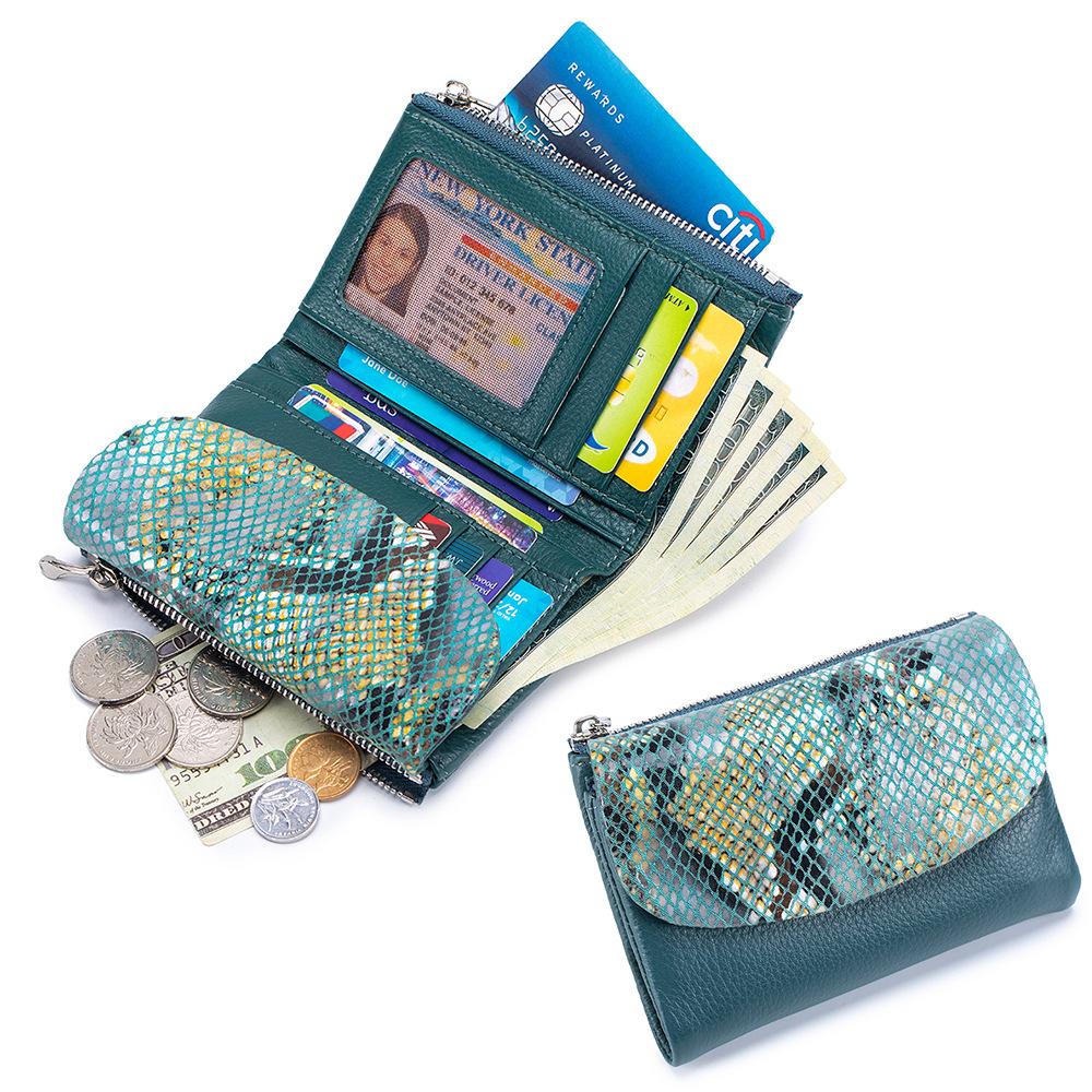 New Short Wallet, Fashionable Women's Soft Leather Texture Clutch Bag, Large Capacity Storage Bag, Snake Pattern Wallet.