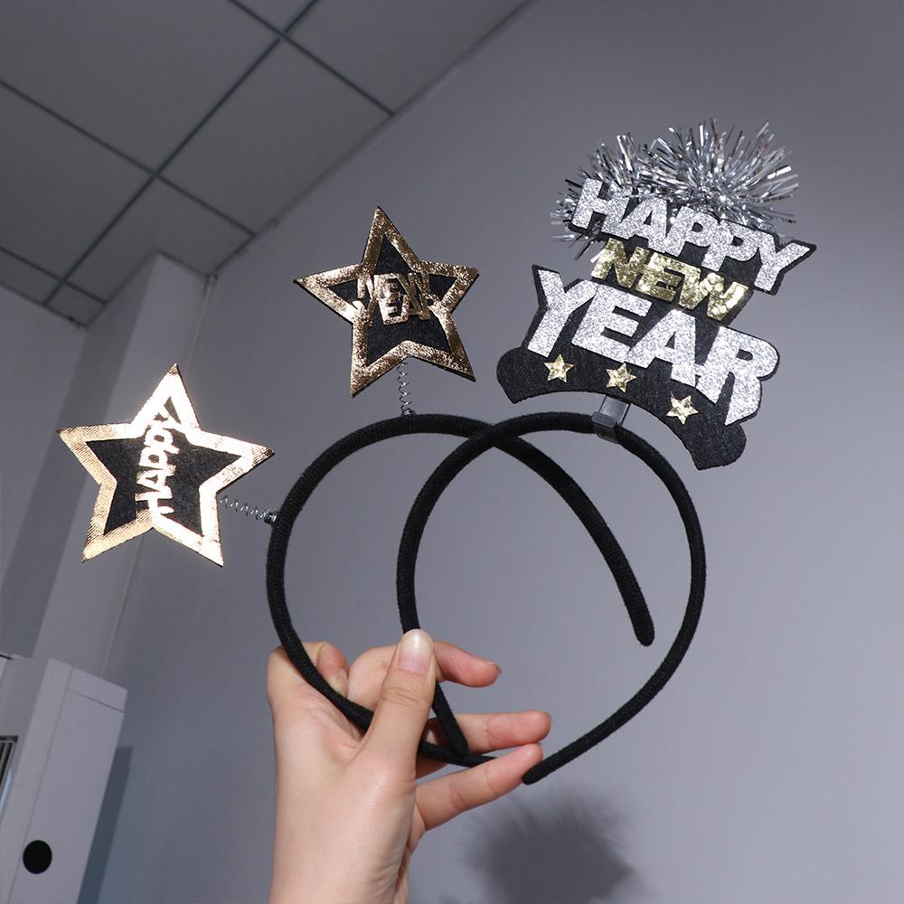 Star Sequin Happy New Year Headband Glitter Party Photo Props 2025 New Year Hairband  Party Gift