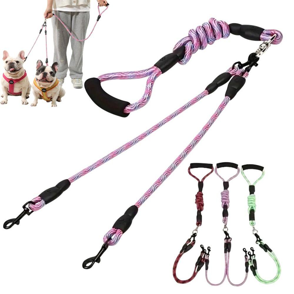 Wave Pattern Double Head Dog Rope Removable Dual Dog Leash Two Dog Lead Rope  Pet Walking