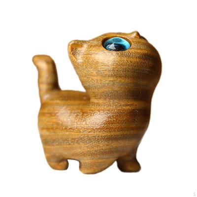 Kedi Heykeli Ahşap Figür Sanat Eseri Dekorasyon Hediyesi Kedi Heykeli Süsleme Dolap Ev Isınma