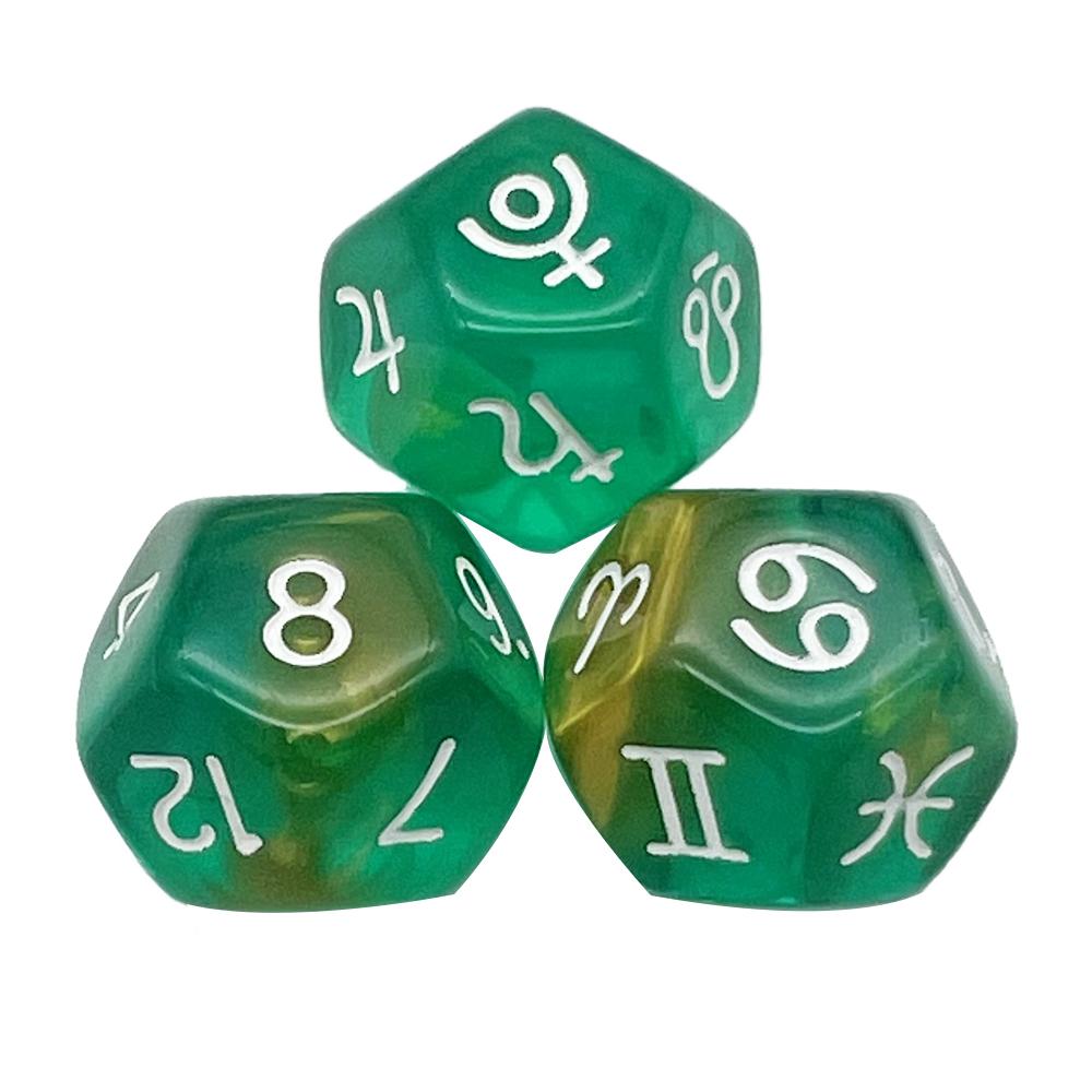 3Pcs/set Astrological Dices 12 Sided Polyhedral Astrology Tarot Divination Dices Set
