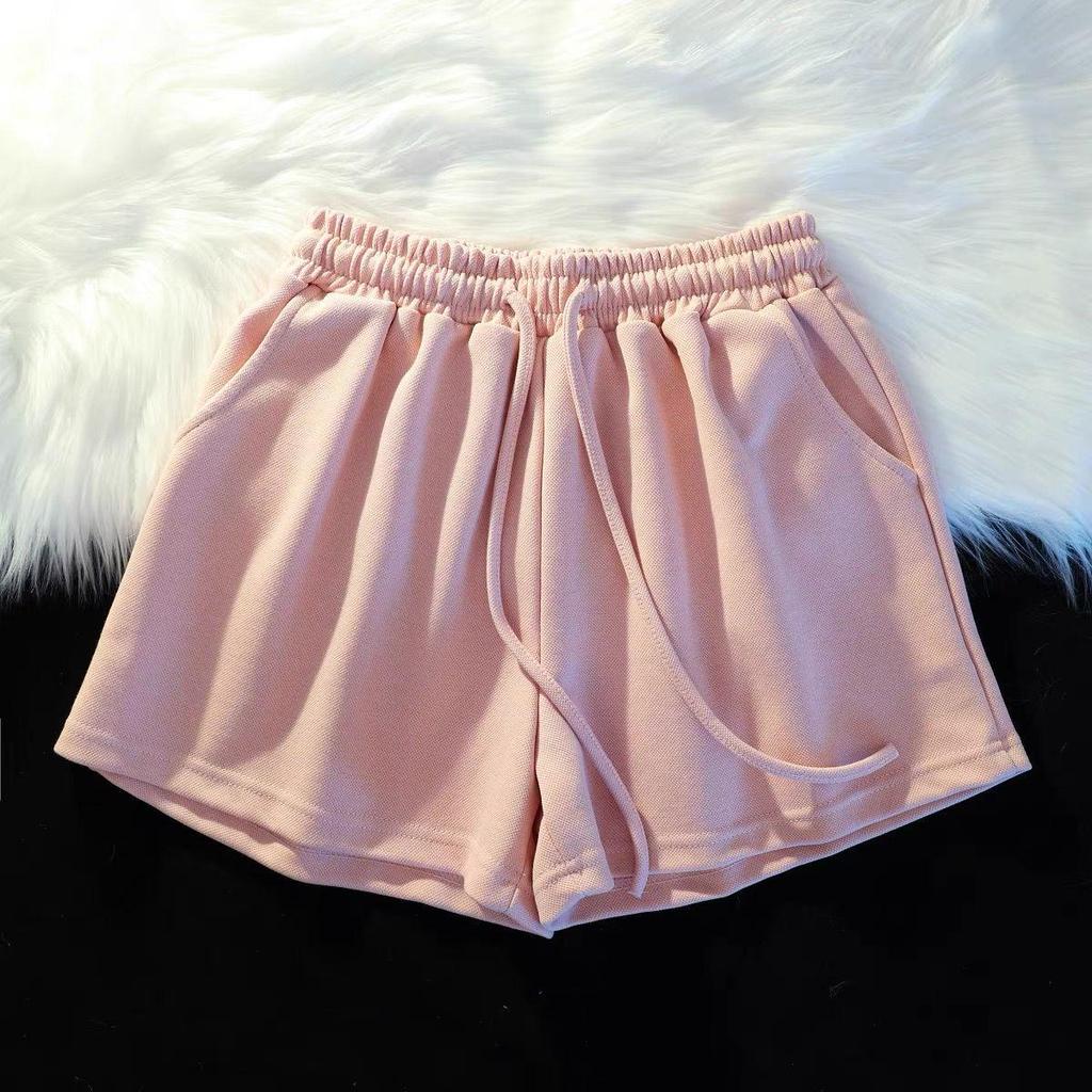 Yellow High-Waisted Loose Fit Sports Shorts - Casual A-Line Running Shorts with Elastic Waist