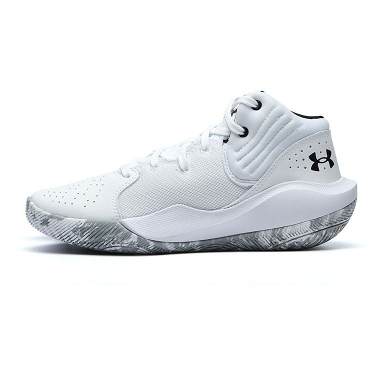 Under Armour Jet 21 Syn Anti-Slip Durable Mid-Top Basketball Shoes Kids Sneakers White 3025349-103