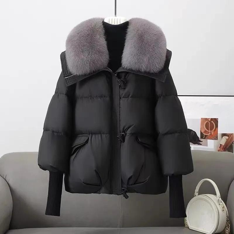 Damen Winter Kurz Verdickter Warmer Mantel Koreanische Version des Pelzkragen Temperamentmantels