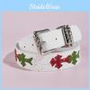 Punk Cross Flower Pu Belt With Metal Clasp For Casual Fashion Men