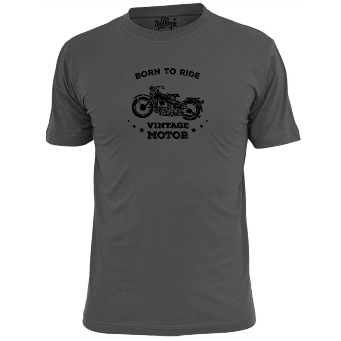 Mens Born To Ride Vintage Motorcycle T shirt Biker Chopper L