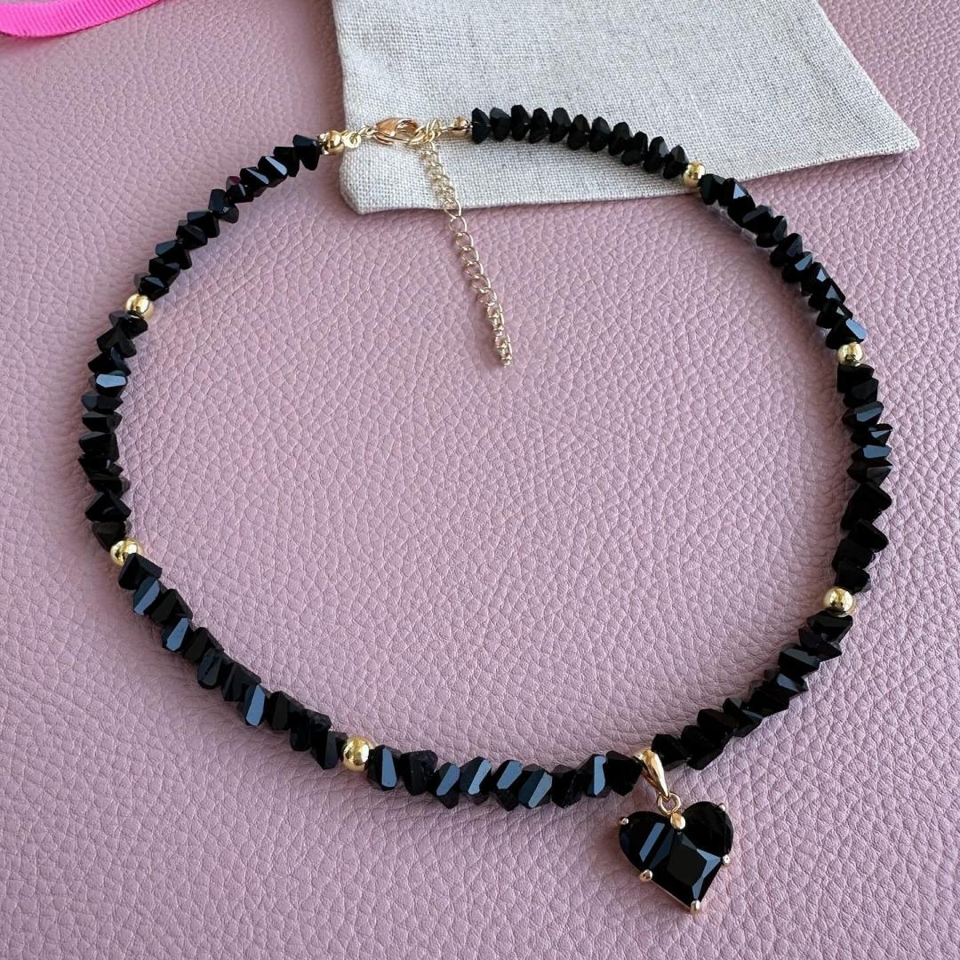 

Fashion Vintage Sexy Zircon Heart Pendant Necklace For Women Female Boho Geometric Baroque Transparent Crystal Chain Jewelry чорний