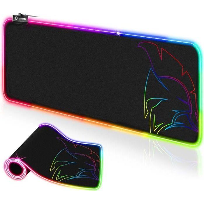 Tapis de Souris Gamer - EMPIRE GAMING - Dark Rainbow - RGB LED 12 Modes - Surface Ultra Lisse - Antidérapant