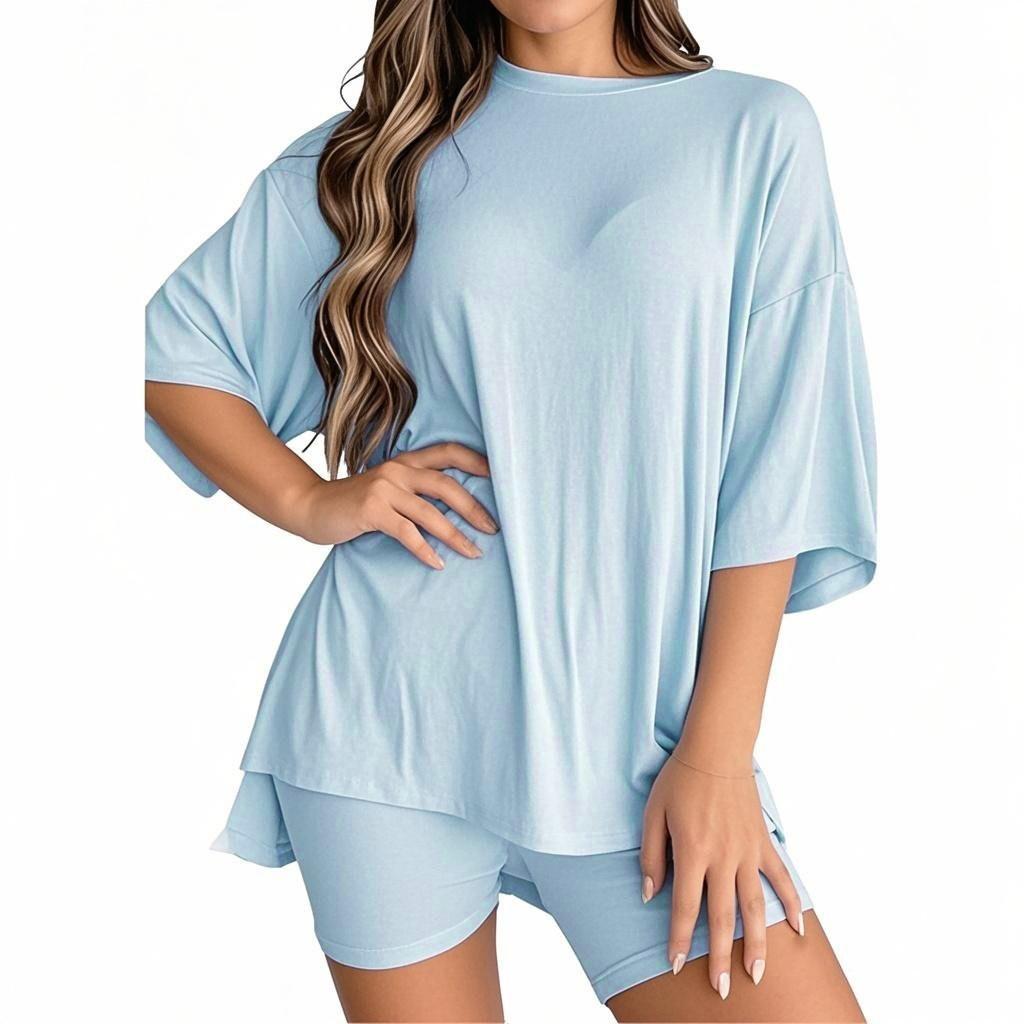 

Женский повседневный комплект из длинных брюк со средним рукавом и круглым вырезом XXL