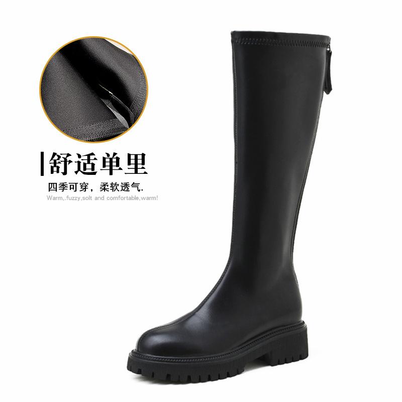 2025 Autumn and Winter New Long Boots Female Knight Boots But Knee Thick Sole Inner Height Increase Elastic Thin Boots High Boots