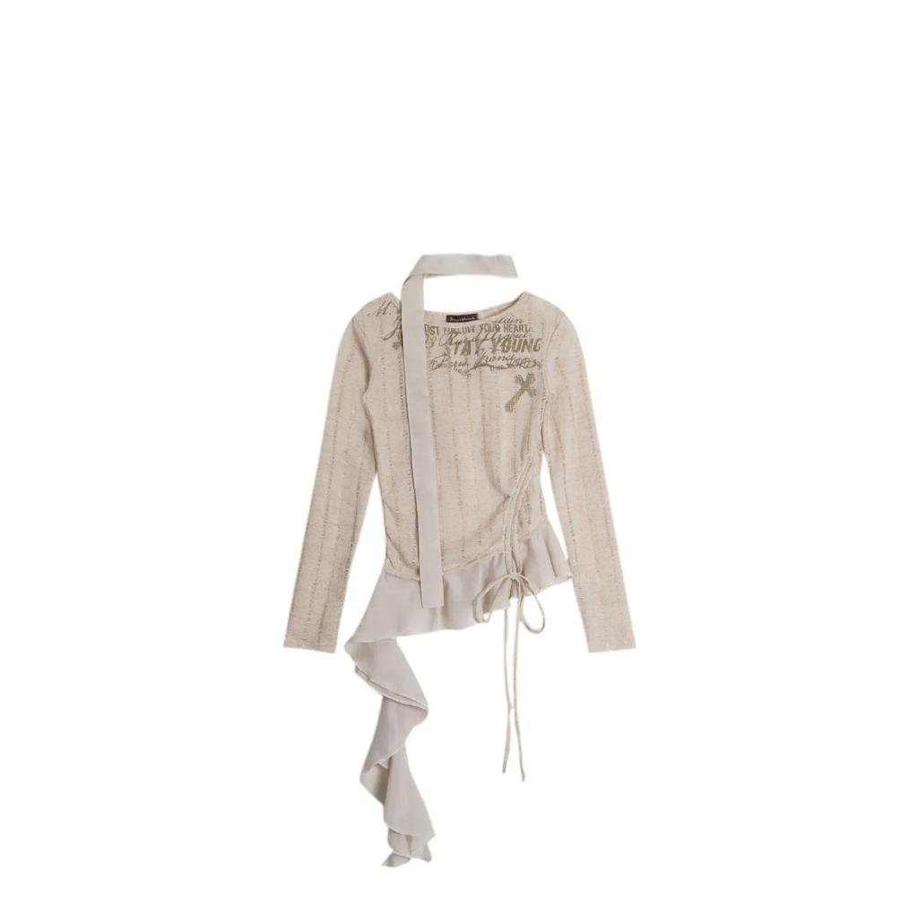 New American Style Hot Girl Personality Design Slim Fit Long Sleeve T-Shirt