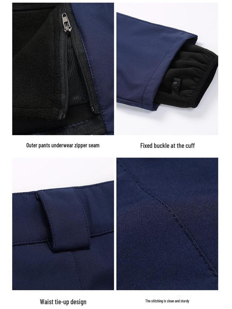 Unisex Outdoor Windproof and Waterproof Detachable Two-Piece Set for Mountain Climbing and Skiing, Thickened and Warm.