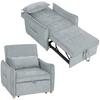 3-In-1 Single-seat Convertible Armchair, Click-clack Chenille Armchair-bed, Wide Seat Adjustable Backrest, 88x84x87cm, Grey