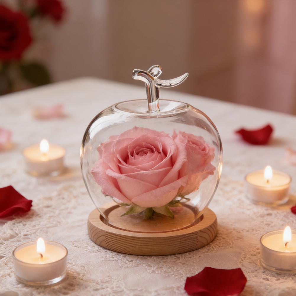 Glass Display Dome Glass Dome with Wooden Base Display Cover Decorative Glass Accent for Preserved Flowers Jewelry Showcase