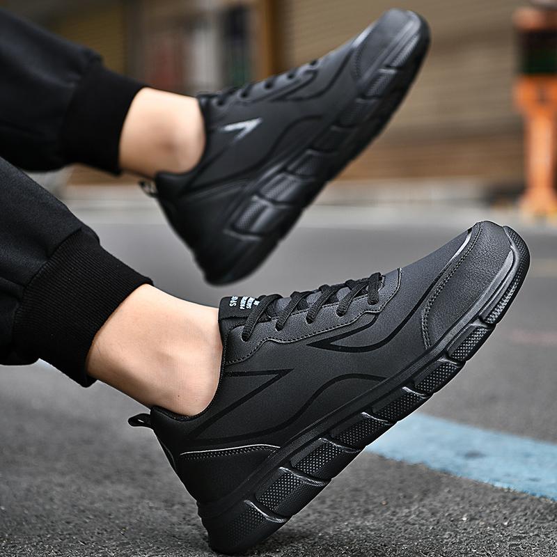Breathable Men's Sneakers PU Leather Casual Sports Shoes Plus Size 39-48 Non-slip Waterproof Outdoor Trainers for Running Walking