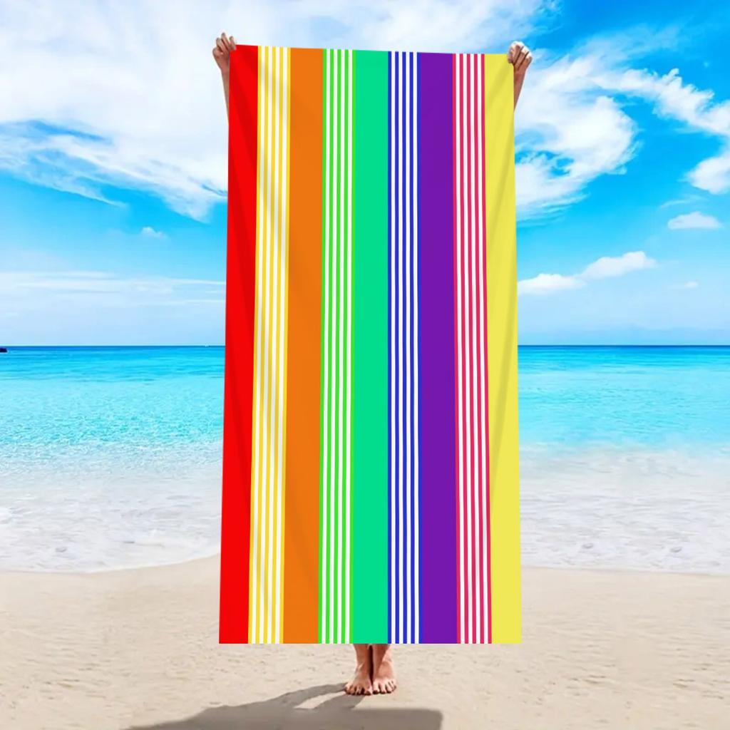 Rainbow Striped Beach Towel Microfiber Quick Dry Bath Towel Soft Sand Free Swimming Pool Travel Yoga Towel for Adults Women Men