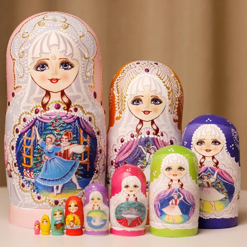 10-Layer Russian Nesting Doll - Creative Wooden Toy & Birthday Gift for Kids, Craft Figurine & Travel Souvenir.