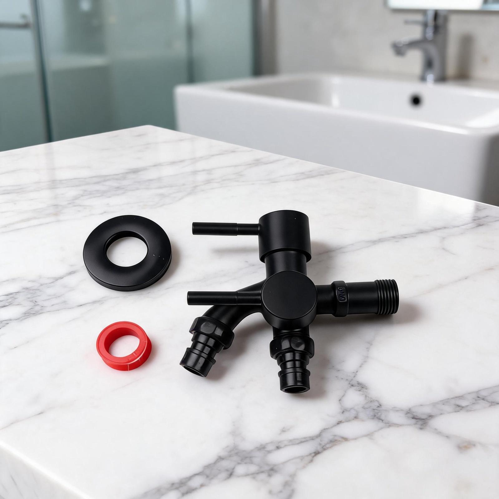 Silver Black Alloy Washing Machine Faucet 1 In 2 Out Double Outlet Water Tap For Home Bathroom Mop Sink Plumbing Accessories