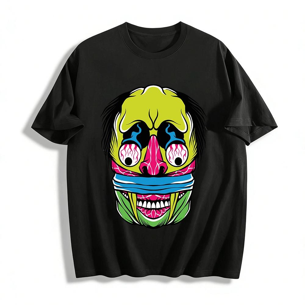 

Thrilling Veiny Crying Clown Print Trendy Casual Top Pure cotton T-shirt 6XL