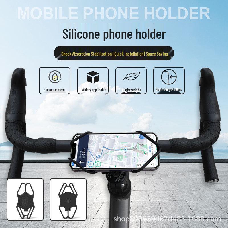 Non-slip Silicone Adjustable Bicycle Phone Holder - Shockproof Handlebar Clip for Stable Navigation