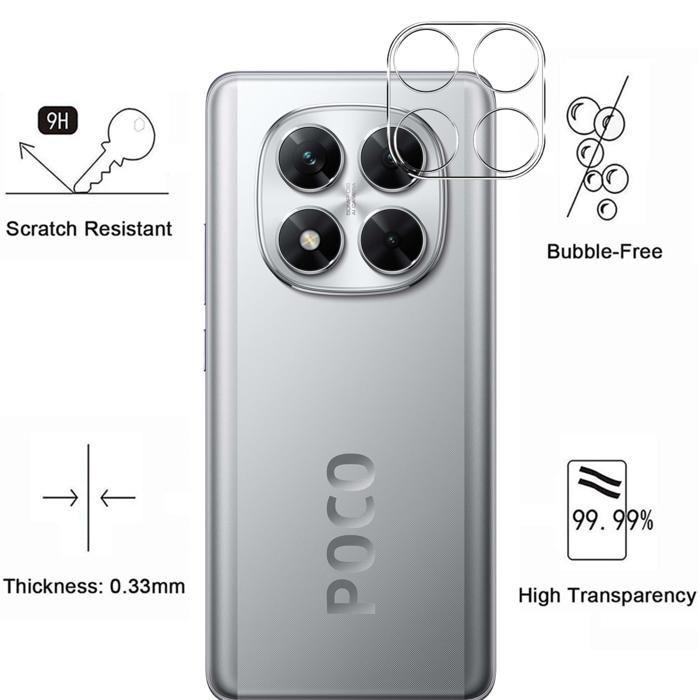 Protection Caméra - Phonillico® - Xiaomi Poco X7 5G - Lot de 2 - Verre Trempé - Résistant aux rayures