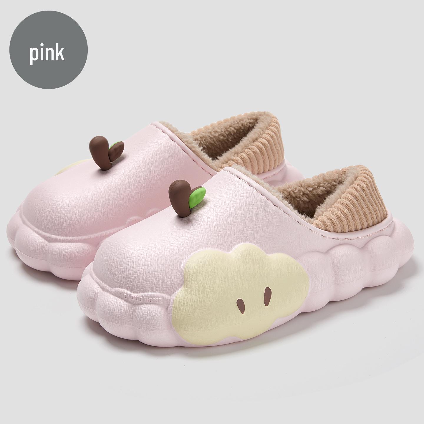 

Women s Winter Cartoon Apple Cotton Slippers: Indoor Plush, Warm, Waterproof, Non-Slip Shoes 36-37 (Inner length 23.5cm) розовый