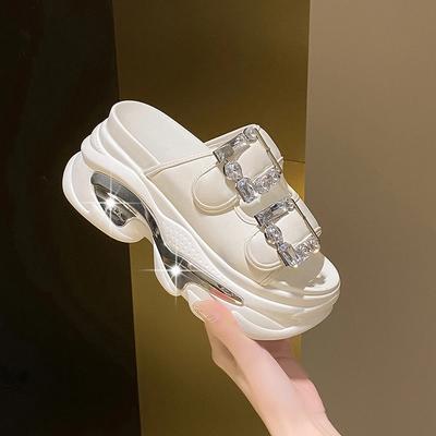 Fashion New Summer Women Slippers Flip-Flops Ladies Beach Bling Shoes Wedge Heels Shoes Woman High Platform Slippers Outside Sandals 8CM