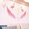 Pink Wall Sticker for Bedroom Girls, Unicorn Feather Princess Flowers Decal, Nursery Removable Wallpaper