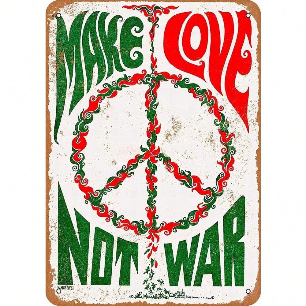 Vintage Metal Tin Sign Make Love Not War Retro Wall Art Decor Pub Bar Cafe 20x30