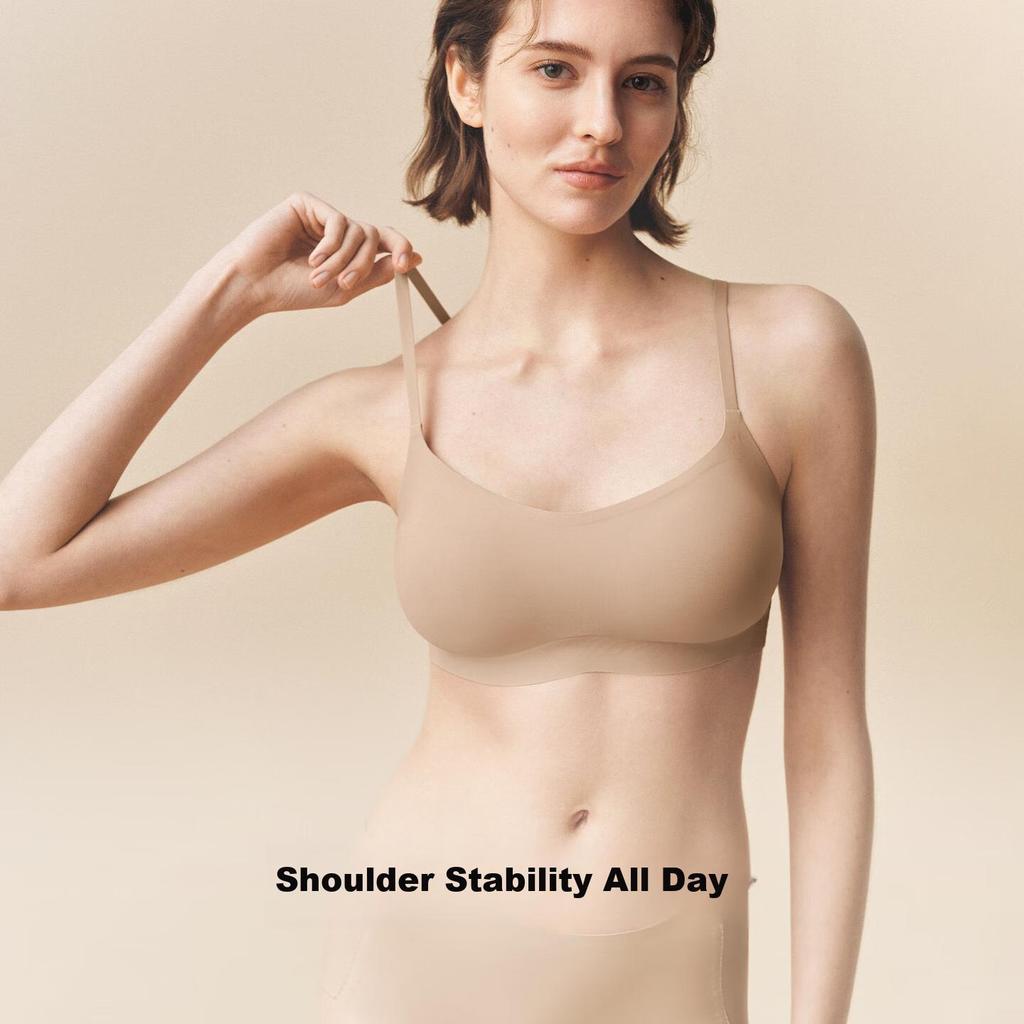 Ubras New Seamless Thin Strap Invisible Bra, No Size Powder Foundation Liquid Underwear