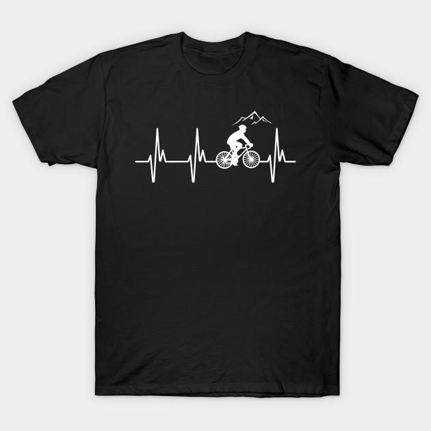 Men Black Print T-shirt Mountain Bike Heartbeat - Biking Lifeline T-Shirt No-Cut Transfer Paper Print Cotton Tshirt 2XL чёрный