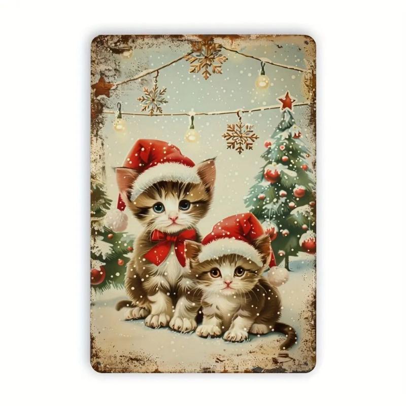 

Merry Christmas Retro Metal Sign, Vintage Holiday Wall Art 20x30cm